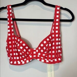 New Sea Level Red/Orange/White  Checked Swim Top Size US 6 | EU 36